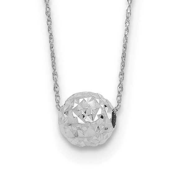 14K White Gold Bead 18in Necklace - 18 in.