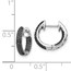 14k White Gold Black Diamond Hinged Hoop Earrings - 13 mm