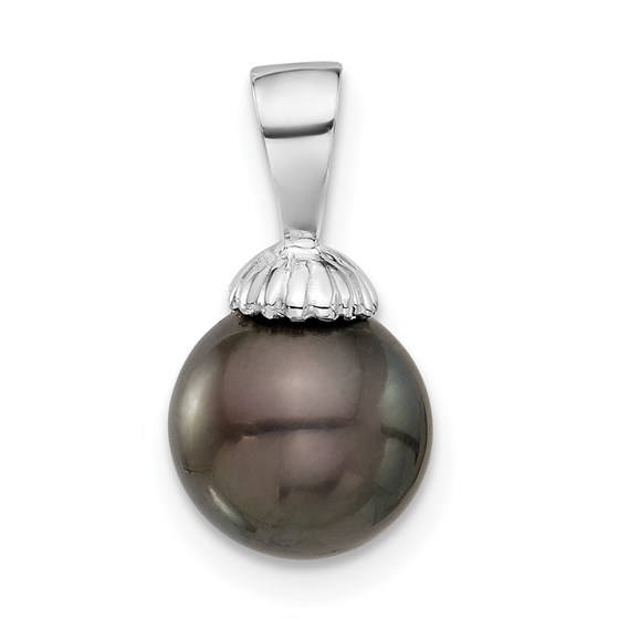 14K White Gold Black Pearl Pendant - 16.5 mm 14K White Gold Black Pearl Pendant - 16.5 mm