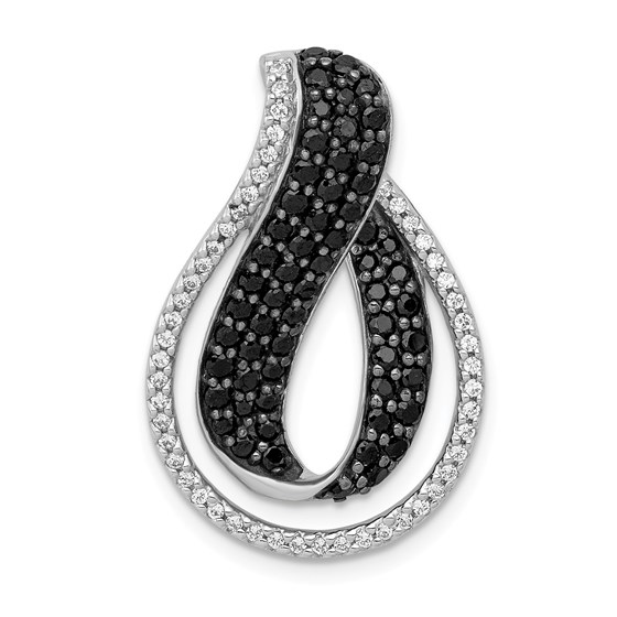 14k White Gold Black & White 1ct Diamond Twist Loop Slide