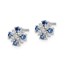 14k White Gold Blue Sapphire and Diamond Post Earrings - 7 mm