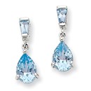 14k White Gold Blue Topaz Dangle Post Earrings
