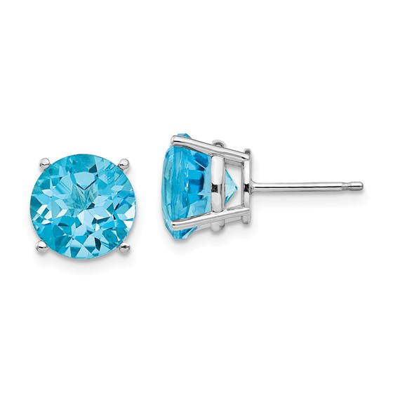 14k White Gold Blue Topaz Round Stud Earrings 14k White Gold Blue Topaz Round Stud Earrings