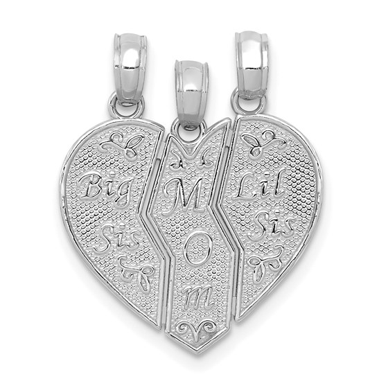 14K White Gold Break-apart BIG SIS-MOM-LIL SIS Charm - 22.8 mm 14K White Gold Break-apart BIG SIS-MOM-LIL SIS Charm - 22.8 mm