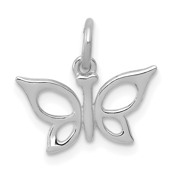 14K White Gold Butterfly Charm - 13 mm