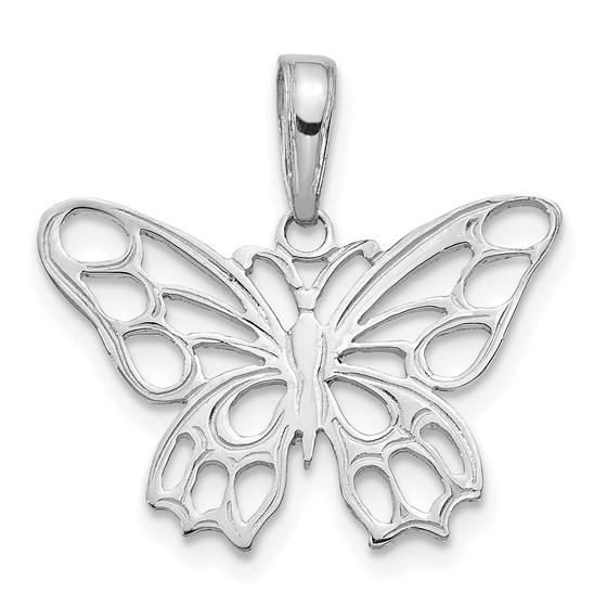 14K White Gold Butterfly Cut-out Pendant - 17 mm