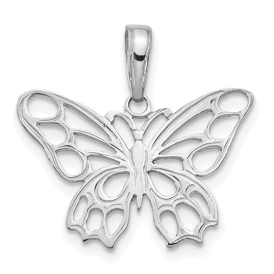 14K White Gold Butterfly Cut-out Pendant - 17 mm 14K White Gold Butterfly Cut-out Pendant - 17 mm