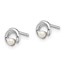 14k White Gold Button Cultured Pearl Circle Post Earrings