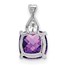 14K White Gold Checkerboard Amethyst Diamond Pendant - 13.5 mm