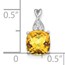 14K White Gold Checkerboard Citrine Diamond Pendant - 13.5 mm