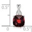 14K White Gold Checkerboard Garnet and Diamond Pendant - 13.5 mm