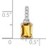 14K White Gold Citrine and Diamond Pendant - 15.9 mm