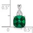 14K White Gold Created Emerald and Diamond Pendant - 13.5 mm