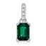 14K White Gold Created Emerald and Pendant - 15.9 mm