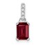 14K White Gold Created Ruby and Diamond Pendant - 15.9 mm
