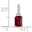 14K White Gold Created Ruby and Diamond Pendant - 15.9 mm