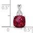 14K White Gold Created Ruby Diamond Pendant - 13.5 mm