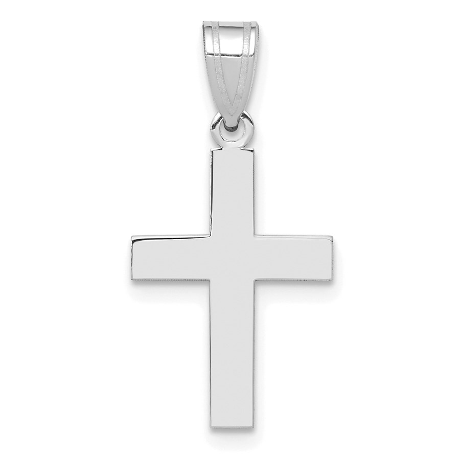 14K White Gold Cross Charm 22 mm