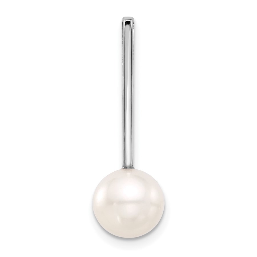 14K White Gold Cultured Pearl Drop Chain Slide - 26.7 mm