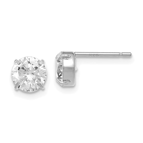 14K White Gold CZ Stud 6.0mm Earrings - 6 mm 14K White Gold CZ Stud 6.0mm Earrings - 6 mm