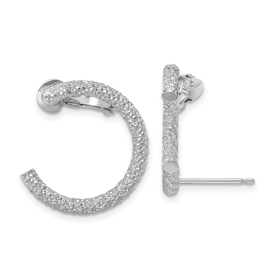 14K White Gold D/C Half Circle Post w/ OM Back Climber - 20 mm