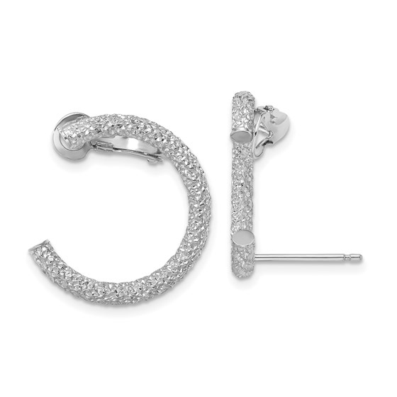 14K White Gold D/C Half Circle Post w/ OM Back Climber - 20 mm 14K White Gold D/C Half Circle Post w/ OM Back Climber - 20 mm