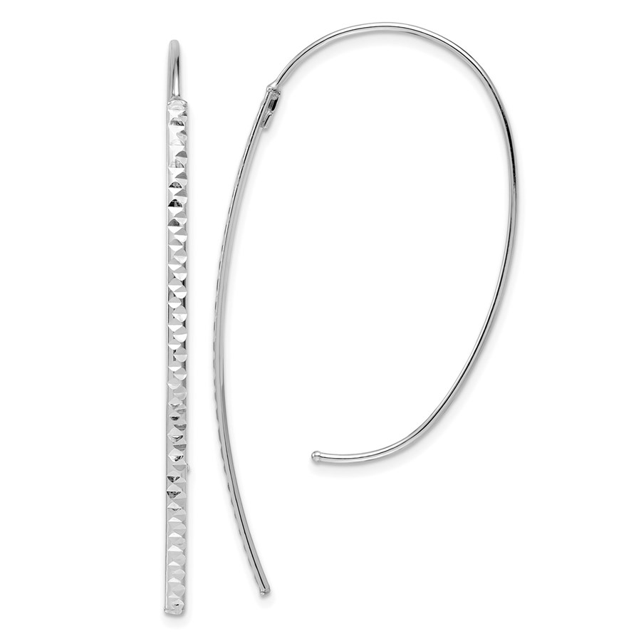 14K White Gold D/C Polished Threader Earrings - 55.25 mm