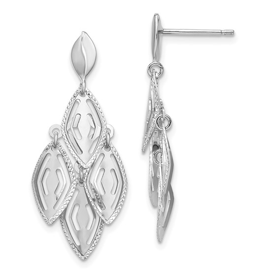 14K White Gold D/C Post Dangle Chandelier Earrings - 35 mm 14K White Gold D/C Post Dangle Chandelier Earrings - 35 mm