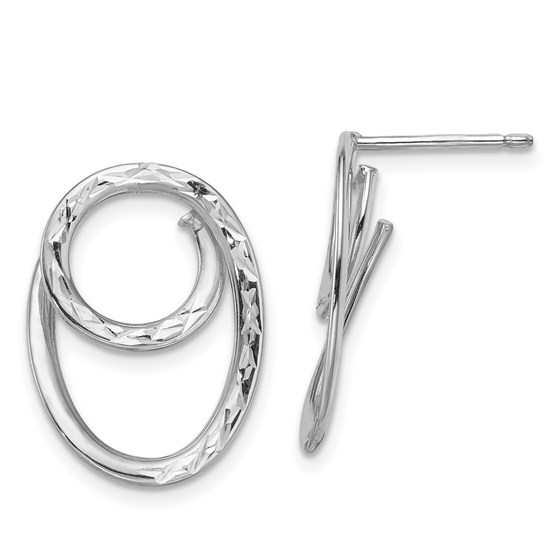 14K White Gold D/C Post Dangle Earrings - 23.25 mm 14K White Gold D/C Post Dangle Earrings - 23.25 mm