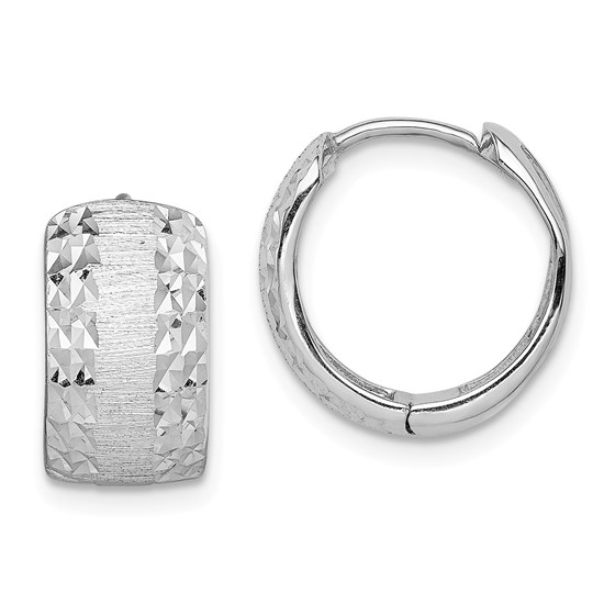 14k White Gold D/C Textured Hoop Earrings 14k White Gold D/C Textured Hoop Earrings
