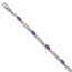 14k White Gold Diamond/Amethyst Bracelet - 7 in.