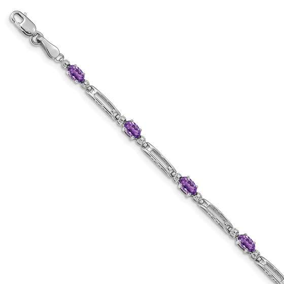 14k White Gold Diamond/Amethyst Bracelet - 7 in. 14k White Gold Diamond/Amethyst Bracelet - 7 in.