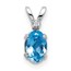 14K White Gold Diamond and Blue Topaz Birthstone Pendant - 12 mm