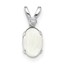 14K White Gold Diamond and Opal Birthstone Pendant - 12 mm