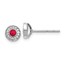 14k White Gold Diamond and Ruby Halo Post Earrings - 6 mm