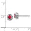 14k White Gold Diamond and Ruby Halo Post Earrings - 7 mm
