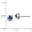 14k White Gold Diamond Blue Sapphire Halo Post Earrings - 6 mm