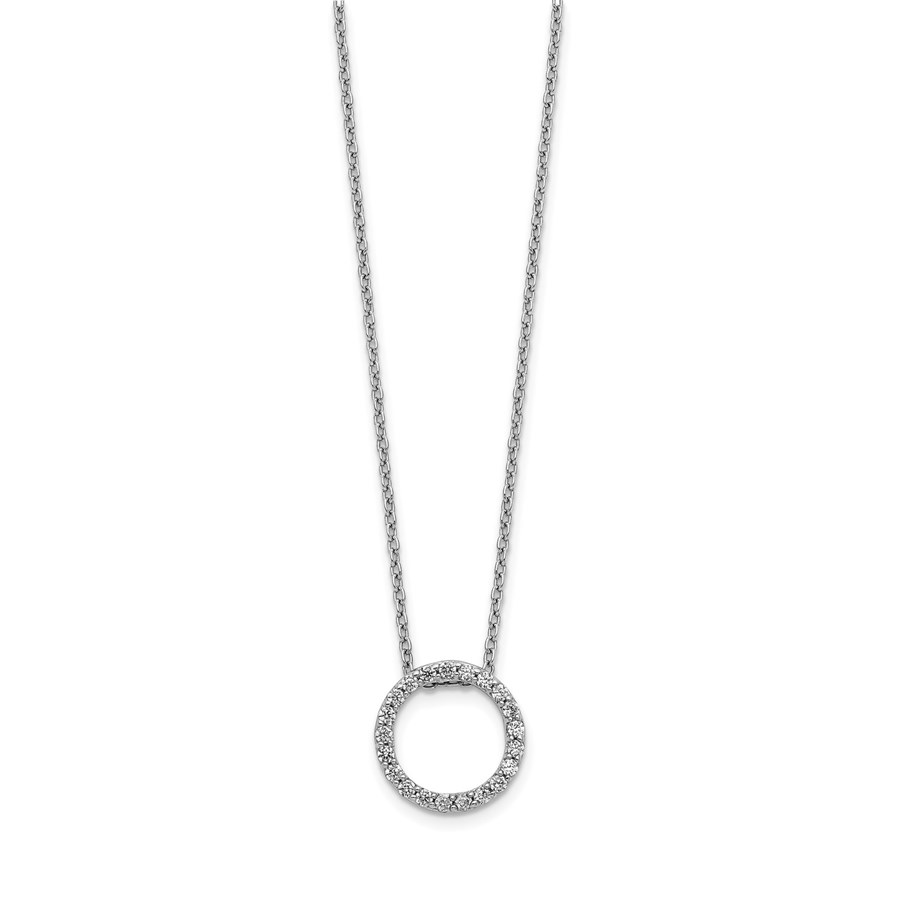 14K White Gold Diamond Circle 12 mm wide Necklace - 18 in.