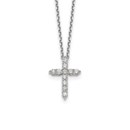 14K White Gold Diamond Cross Necklace - 18 in.