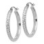 14k White Gold Diamond-cut 2.8x25 mm Hollow Hoop Earrings