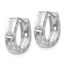 14k White Gold Diamond Cut 4 mm Patterned Hinged Hoop Earrings
