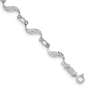 14K White Gold Diamond-cut Bracelet - 7.5 in.