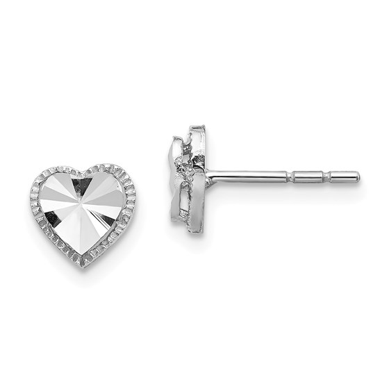 14k White Gold Diamond-Cut Heart Post Earrings 14k White Gold Diamond-Cut Heart Post Earrings