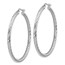 14k White Gold Diamond-cut Round Hoop Earrings - 3x40 mm