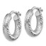 14k White Gold Diamond-cut Round Hoop Earrings