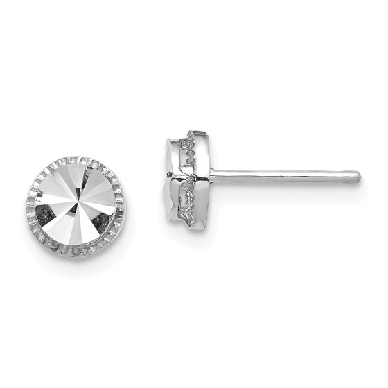 14k White Gold Diamond-Cut Round Post Earrings 14k White Gold Diamond-Cut Round Post Earrings