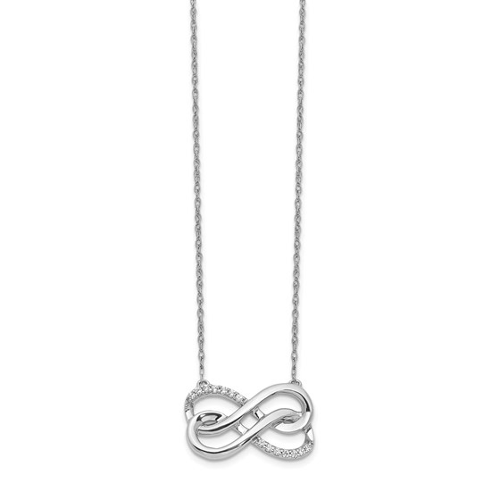 14K White Gold Diamond Double Infinity Symbol Necklace - 18 in.