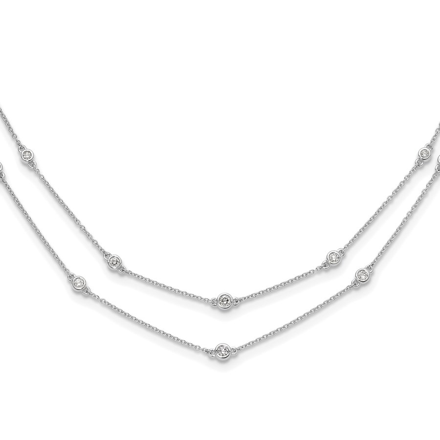 14K White Gold Diamond Double Strand Bracelet - 7 in.