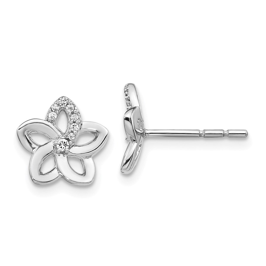 White gold diamond flower earrings Clearance