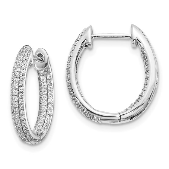 14k White Gold Diamond In/Out Hinged Hoop Earrings - 17 mm 14k White Gold Diamond In/Out Hinged Hoop Earrings - 17 mm
